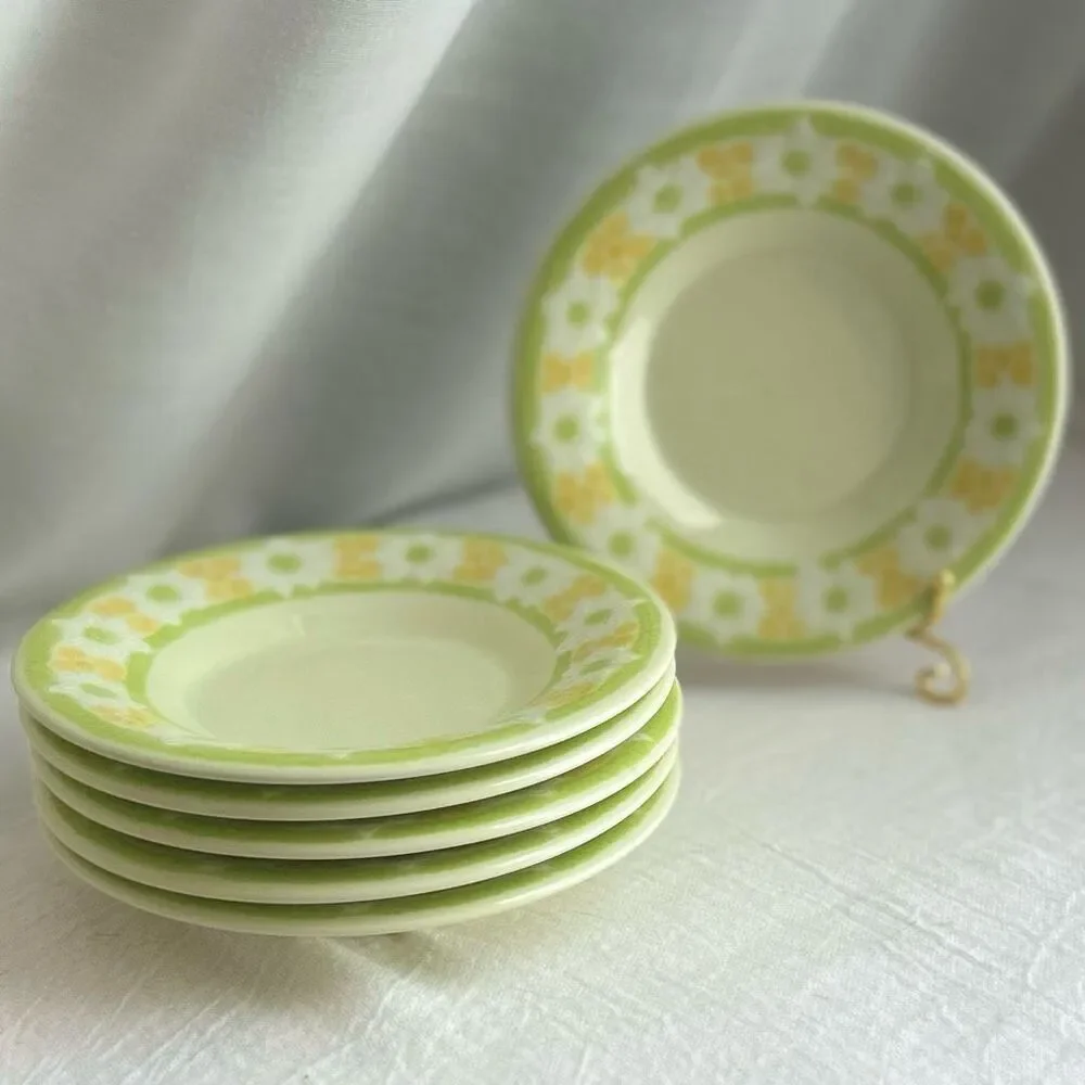 Franciscan Picnic Daisy 70s Vintage Set of 6 Saucers